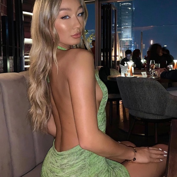 Green Halter Neck Mini Dress - Picture 2 of 3